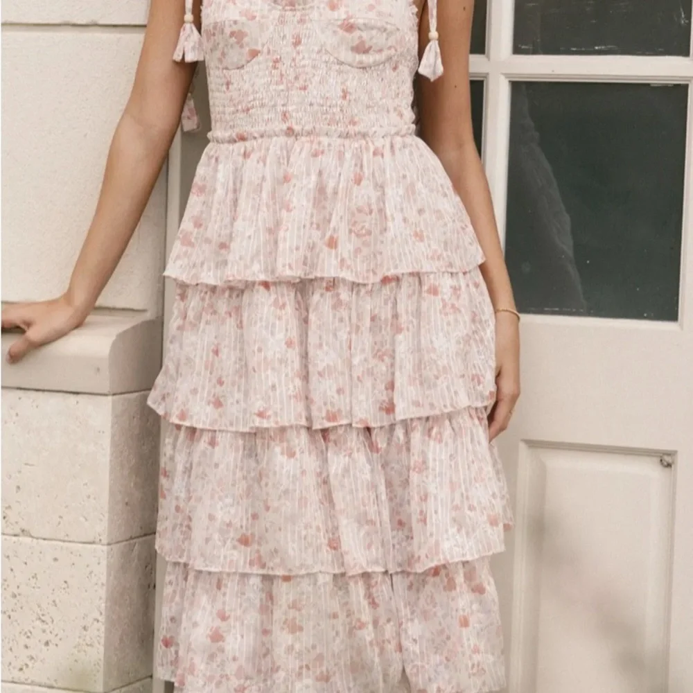 Petal & Pup Tiered Floral Maxi Dress - Pink and White - Picture 2 of 5